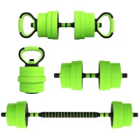 Set di Manubri Regolabili 4 in 1 da 30 kg, utilizzabili come Kettlebell, Bilanciere, Manubri e Supporto per Flessioni