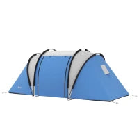 Tenda da Campeggio 2 Posti Impermeabile con 2 Stanze Borsa di Trasporto, 220x450x180 cm, Blu