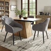 Tavolo da pranzo moderno con venature del legno, per 4-6 persone, 138,5x80x75 cm, Marrone chiaro