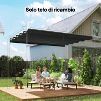 Tettuccio di Ricambio per Gazebo da Giardino 3x3 m con 10 Fori, Copertura in Poliestere, Grigio