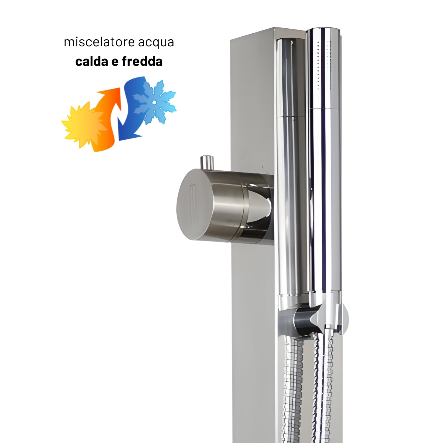 Fontana da giardino a colonna esterno in acciaio inox con cover impermeabile *** modello salice, confezione 1