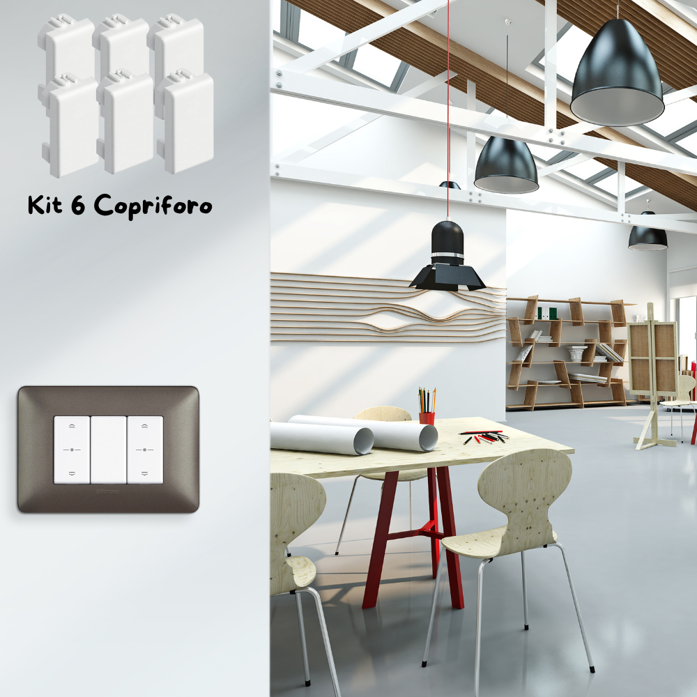 Kit adattatore 1 modulo copriforo compatibile con bticino matix am5000 *** numero pezzi 6, confezione 1