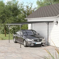 Pergola rigida in alluminio e policarbonato, padiglione da giardino e carport 500 x 299 x 195/223 cm grigio