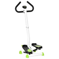 Stepper con Manubrio, Pedali Antiscivolo e Monitor LCD, in Acciaio e ABS, 55x44x108 cm, Bianco Nero e Verde