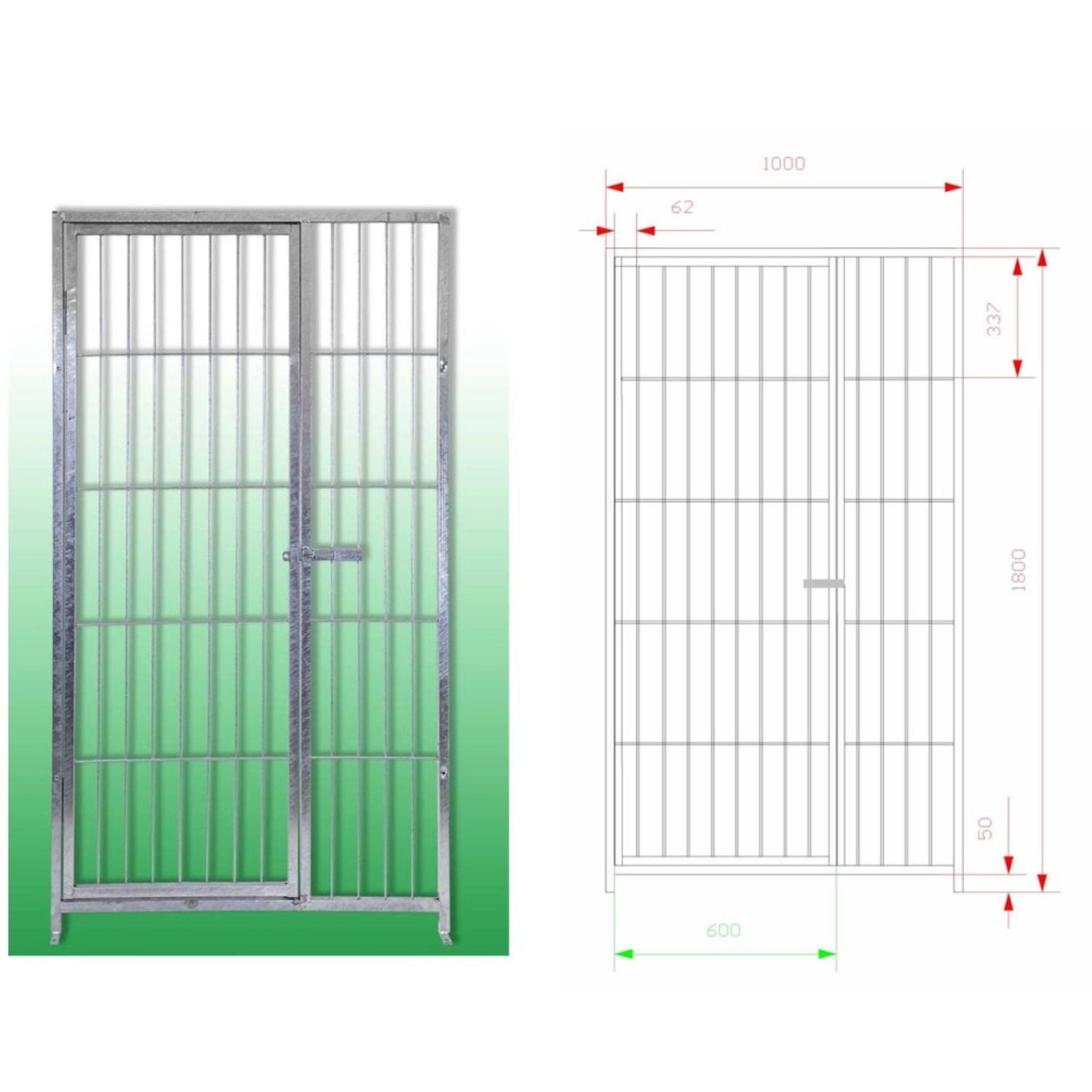 Box per cani da esterno coperto e retro in legno zincatura elettrolitica da 200x300xh180 cm