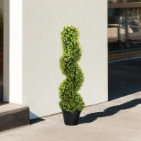 Pianta Finta di Eucalipto a Spirale con Vaso Incluso per Interno ed Esterno, Altezza 90 cm, Verde