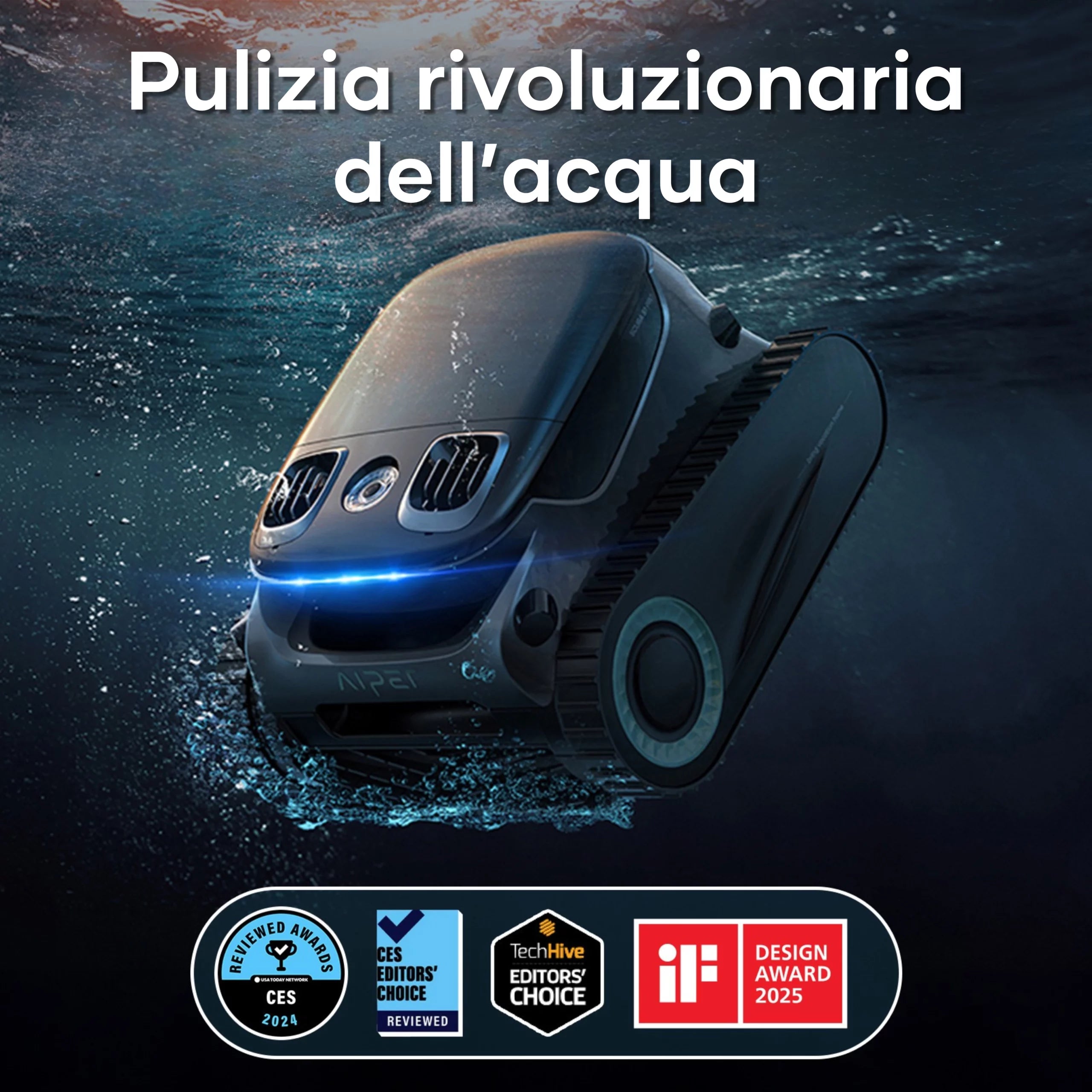 Aiper SCUBA S1 Pro 2025, Robot Pulisci Piscina 200Mq Autonomia 180Min, nero