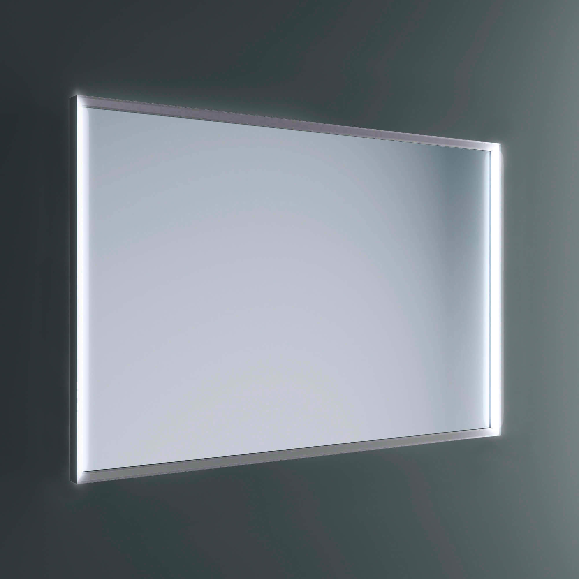 Lineabeta - Specchio LED Pyxis 80x80cm con cornice grigia e accensione a muro