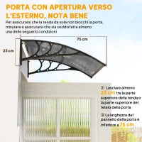 Tettoia in Policarbonato Anti-UV da Esterno per Porte e Finestre da 100x80 cm