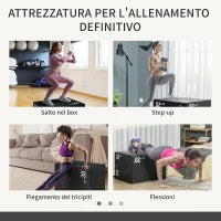 Plyo Box 3 in1 a 3 Altezze, Jumping Box Pliometrico Capacità 120kg, 75x51x61cm, Nero