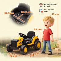 Macchina Elettrica per Bambini 3-6 Anni Marchio Ufficiale CAT 12V, Guida Manuale e con Telecomando, Giallo