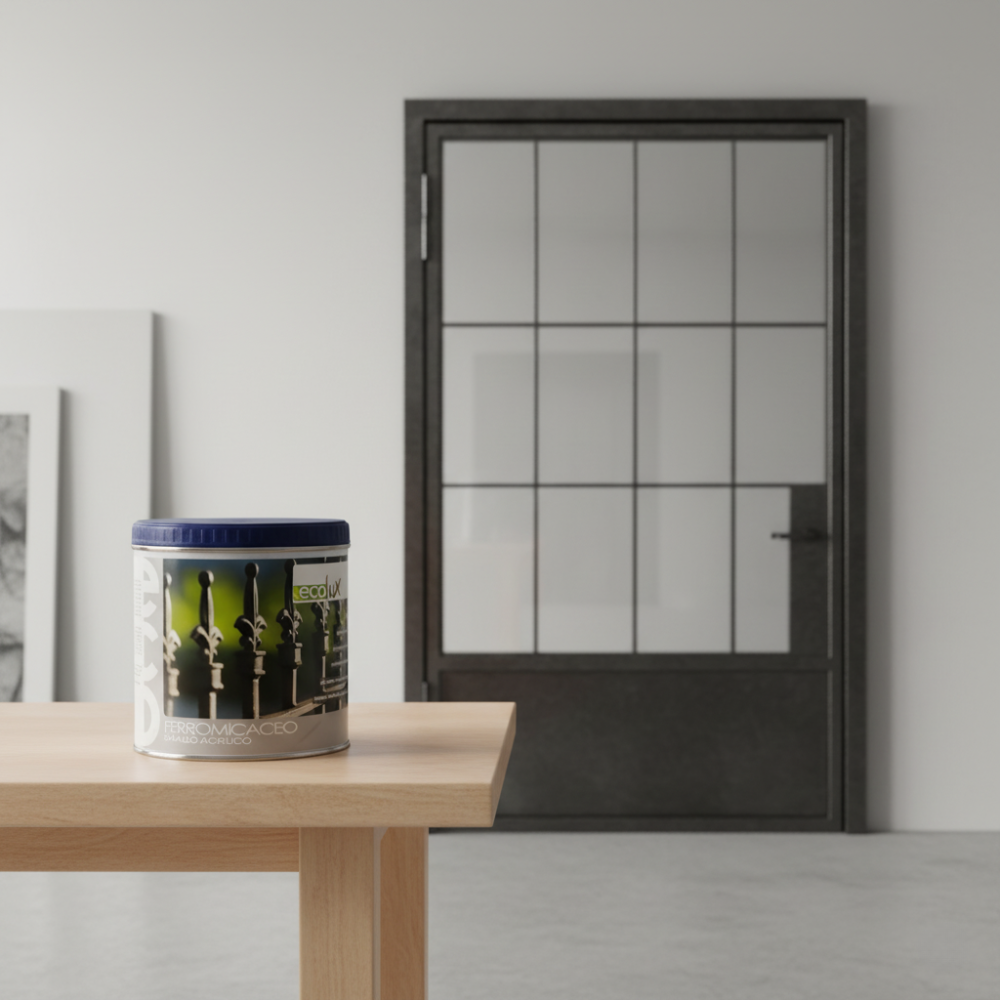 Ecolux smalto ferromicaceo antichizzante acrilico grigio scuro 8010 *** formato 0,5 l, confezione 1