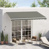 Tenda da Sole per Esterno Avvolgibile a Bracci con Apertura a Manovella, 350x250 cm, Grigio