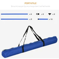 Set di 4 Ostacoli Agility Dog per Addestramento Cani ad Altezza Regolabile con Borsa da Trasporto Inclusa, 99x65x94cm, Blu