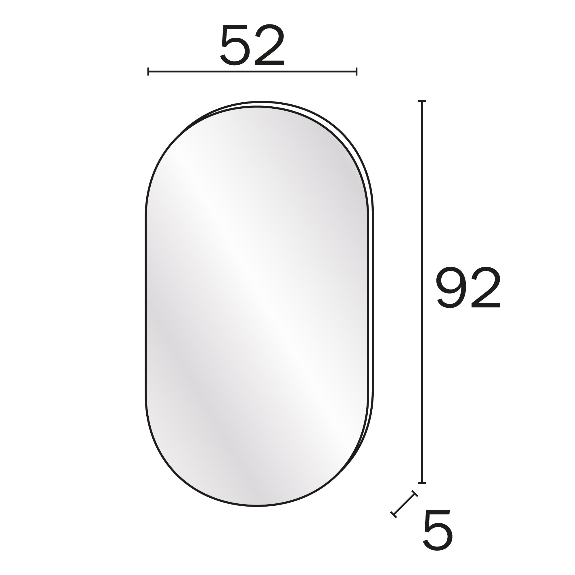 Inda - Specchio Tenno con cornire nero opaco 52x92cm
