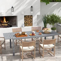 Tavolo da Giardino Estensibile Rettangolare per 6-8 Persone, in Alluminio, 180/240L x 94l x 73H cm, Grigio