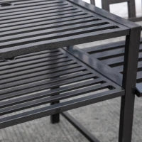 Panchina da Giardino Moderna 2 Posti con Tavolino e Foro per Ombrellone Arredamento da Esterno 165x56x85.5cm Nero