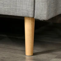 Divano Letto 3 Posti, Divano Angolare in Tessuto Grigio con Schienale Regolabile, Stile Scandinavo, 207x146x80cm