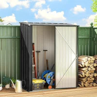 Casetta da Giardino Porta Utensili in Lamiera Acciaio con Serratura, 161.5x94.5x196cm, Nero