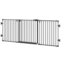 Cancellino per Cani Pieghevole in Acciaio con Chiusura Automatica, 202.5x2x76cm, Nero