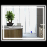 kleankin Specchio Bagno con Luce LED 3 Livelli Rettangolare, Antiappannamento e Interruttore Touch, 90x70cm