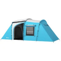 Tenda da Campeggio Familiare 3 4 Persone 2 Stanze 4 Porte e 4 Finestre, Sacco Trasporto, 460 L x 220 L x 175 H cm