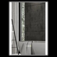 Specchio da Bagno con Luce LED a 3 Colori e Funzione Memory, in Vetro Temperato, 70x50x3 cm, Argento