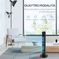 Ventilatore a Torre 45W a 4 Modalità e 3 Velocità con Timer da 12h, in ABS, Ø31.5x96 cm, Nero