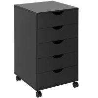 Cassettiera Ufficio con Ruote e 5 Cassetti 40x40x67 cm Nero