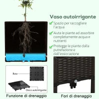 Set 4 Pezzi Fioriere da Esterno Autoirriganti Rialzate Letto da Giardino Rialzato per Fiori Effetto Rattan in PP, Marrone