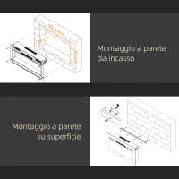Camino a Bioetanolo da Incasso in Acciaio Inox, 2 Bruciatori da 0.85L per 3 Ore di Durata, 90x15x40cm, Nero