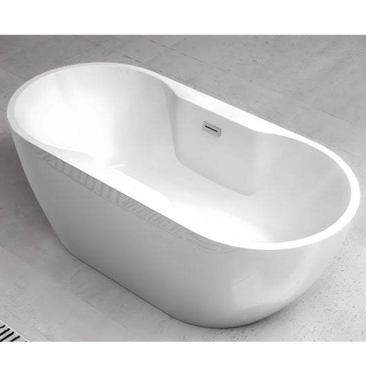 Vasca da bagno free standing forma ovale acrilico bianco lucido 170 cm *** misure 170x80x60 cm, confezione 1