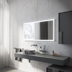 Inda - Specchio LED Portole Easy 100x64cm con bordo in vetro satinato