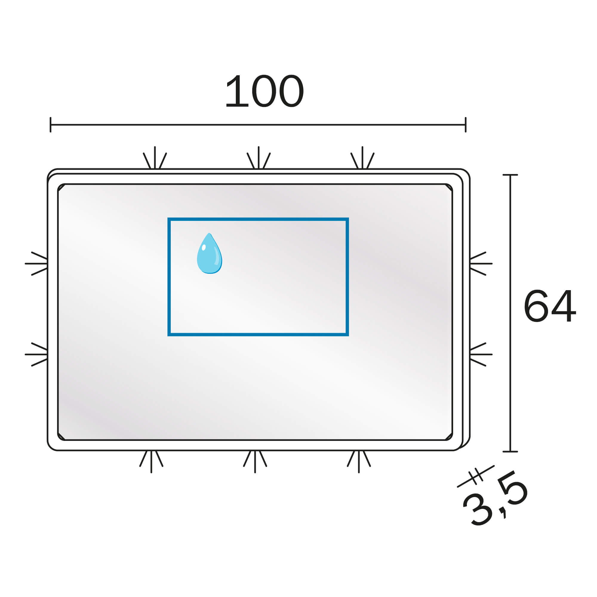 Inda - Specchio LED Portole Easy 100x64cm con bordo in vetro satinato