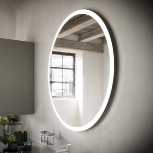 Inda - Specchio LED Portole Easy tondo 80cm con bordo in vetro satinato