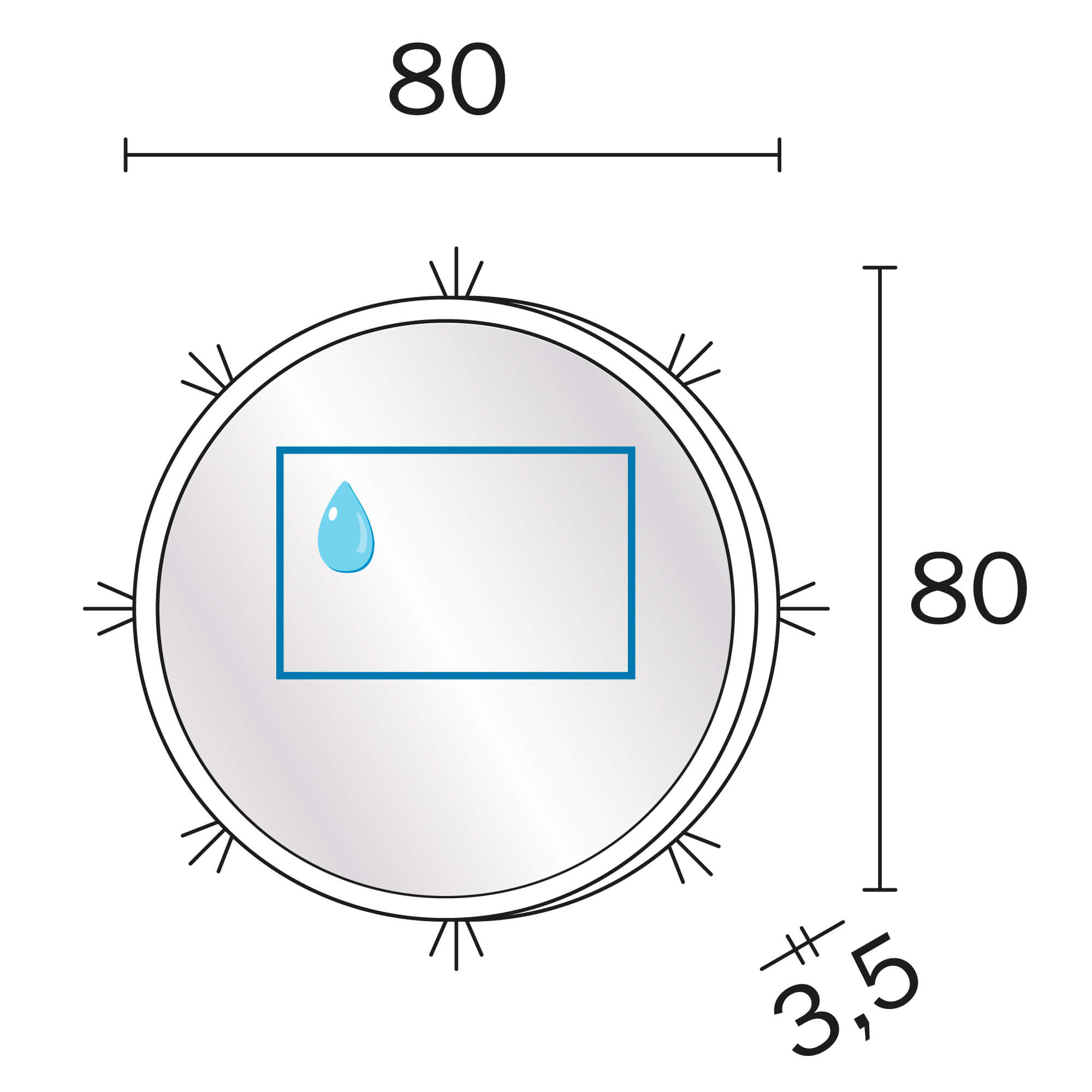 Inda - Specchio LED Portole Easy tondo 80cm con bordo in vetro satinato