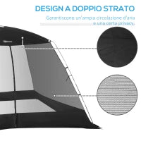 Tenda da Campeggio e Spiaggia a Rete Anti UV per 4 Persone con Borsa di Trasporto, 3x3 m Nero