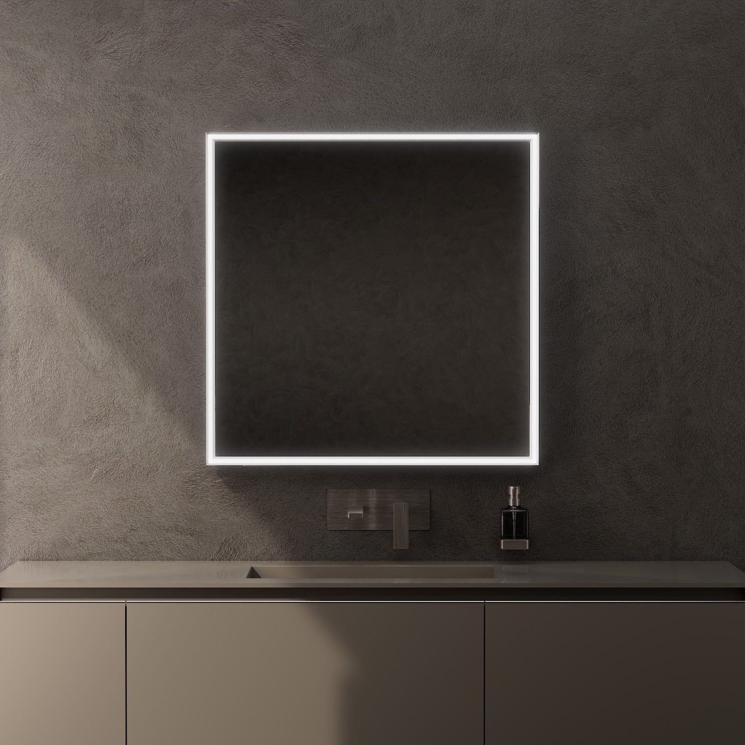Inda - Specchio LED Pirano 80x80cm dimmerabile con telaio satinato