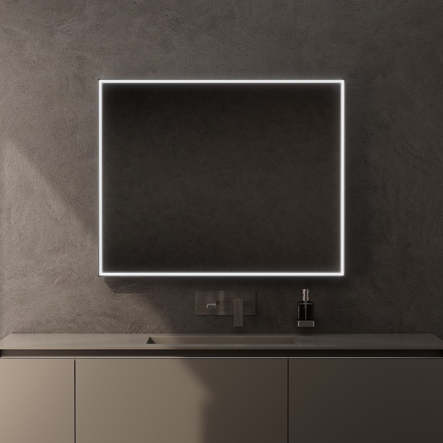 Inda - Specchio LED Pirano 100x80cm dimmerabile con telaio nero