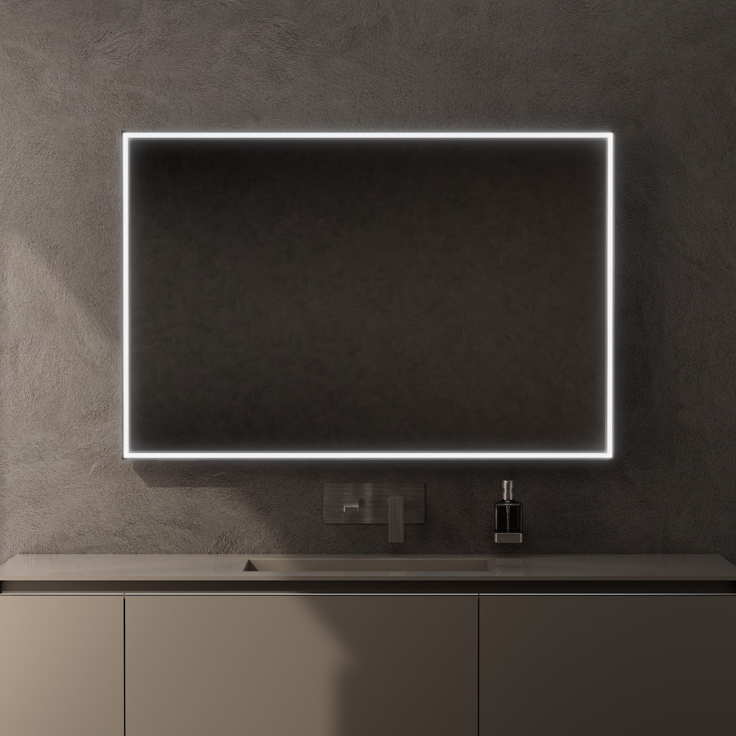 Inda - Specchio LED Pirano 120x80cm dimmerabile con telaio nero