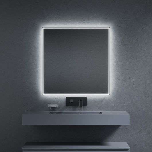 Inda - Specchio LED Pirano+ 80x80cm nero luce ed intensità dimmerabili