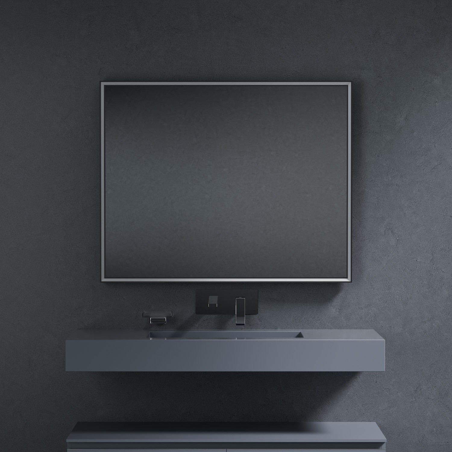 Inda - Specchio LED Pirano+ 100x80cm nero luce ed intensità dimmerabili