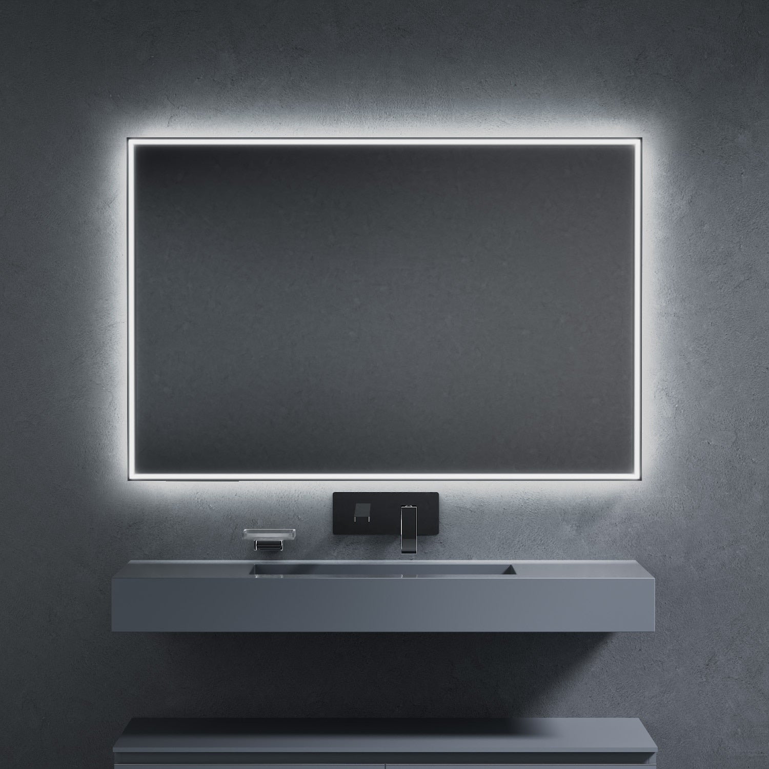 Inda - Specchio LED Pirano+ 120x80cm nero luce ed intensità dimmerabili