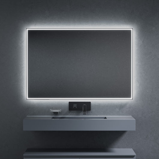 Inda - Specchio LED Pirano+ 120x80cm nero luce ed intensità dimmerabili