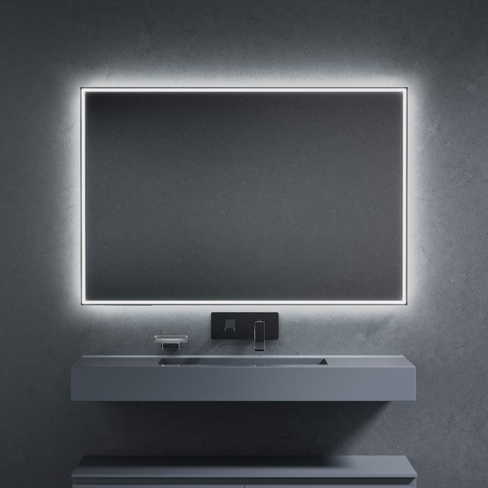 Inda - Specchio LED Pirano+ 120x80cm nero luce ed intensità dimmerabili