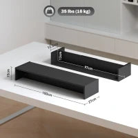 Supporto per Monitor con 2 Vani Contenitore in Legno, 100x27x15 cm, Nero