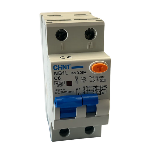 Chint serie nb1l1 interruttore magnetotermico differenziale 1p+n alta protezione *** ampere 6 ampere, confezione 1