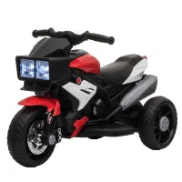 Moto Elettrica per Bambini 3-5 Anni (max. 25kg) con 3 Ruote, Luci e Suoni, Batteria 6V, Rosso, 86x42x52cm