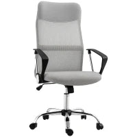 Sedia Ergonomica da Ufficio Girevole, Altezza Regolabile e Schienale a Rete, 63x65x109-119 cm, Grigio Chiaro