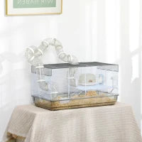 Gabbia criceto gabbia roditore con tunnel e accessori inclusi filo d'acciaio 58 x 32 x 31 cm grigio
